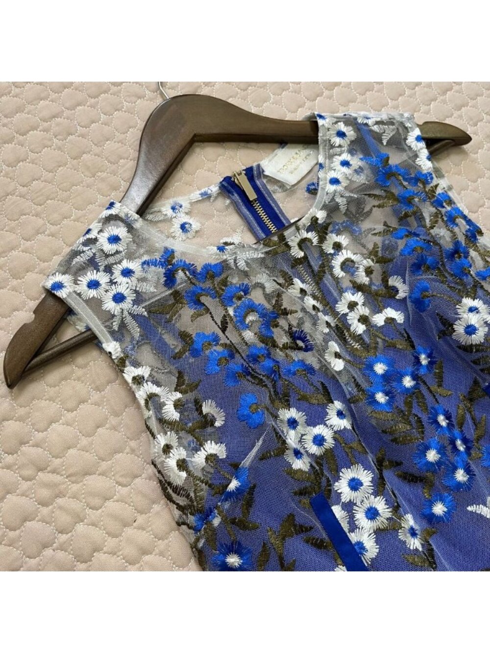 Bronx and Banco Blue Floral Embroidered Mini Dress - Picture 5 of 13